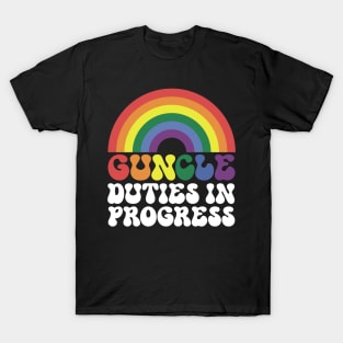 Guncle Duties in Progress Rainbow – lgbt gay uncle Guncle's Day  humorous brother gift T-Shirt